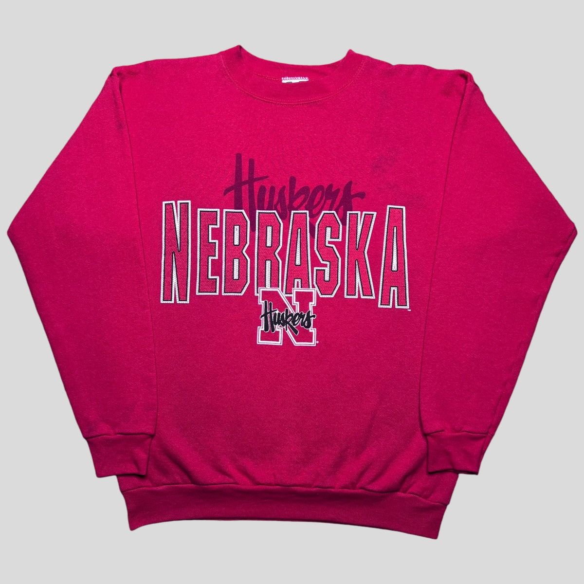 NCAA × Vintage NCAA Nebraska Cornhuskers 3D Big Print Spell Out Sweatshirt Size US L / EU 52-54 / 3 - 1 Thumbnail