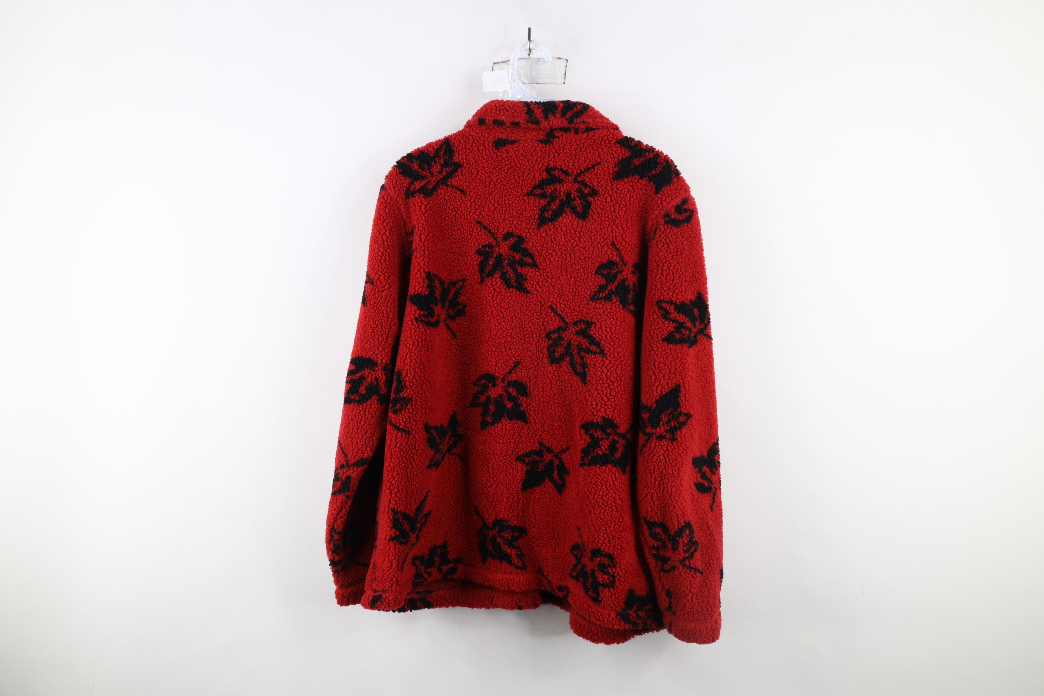 Vintage Vintage 90s Streetwear Fleece Leaf All Over Print Jacket Size L / US 10 / IT 46 - 8 Thumbnail