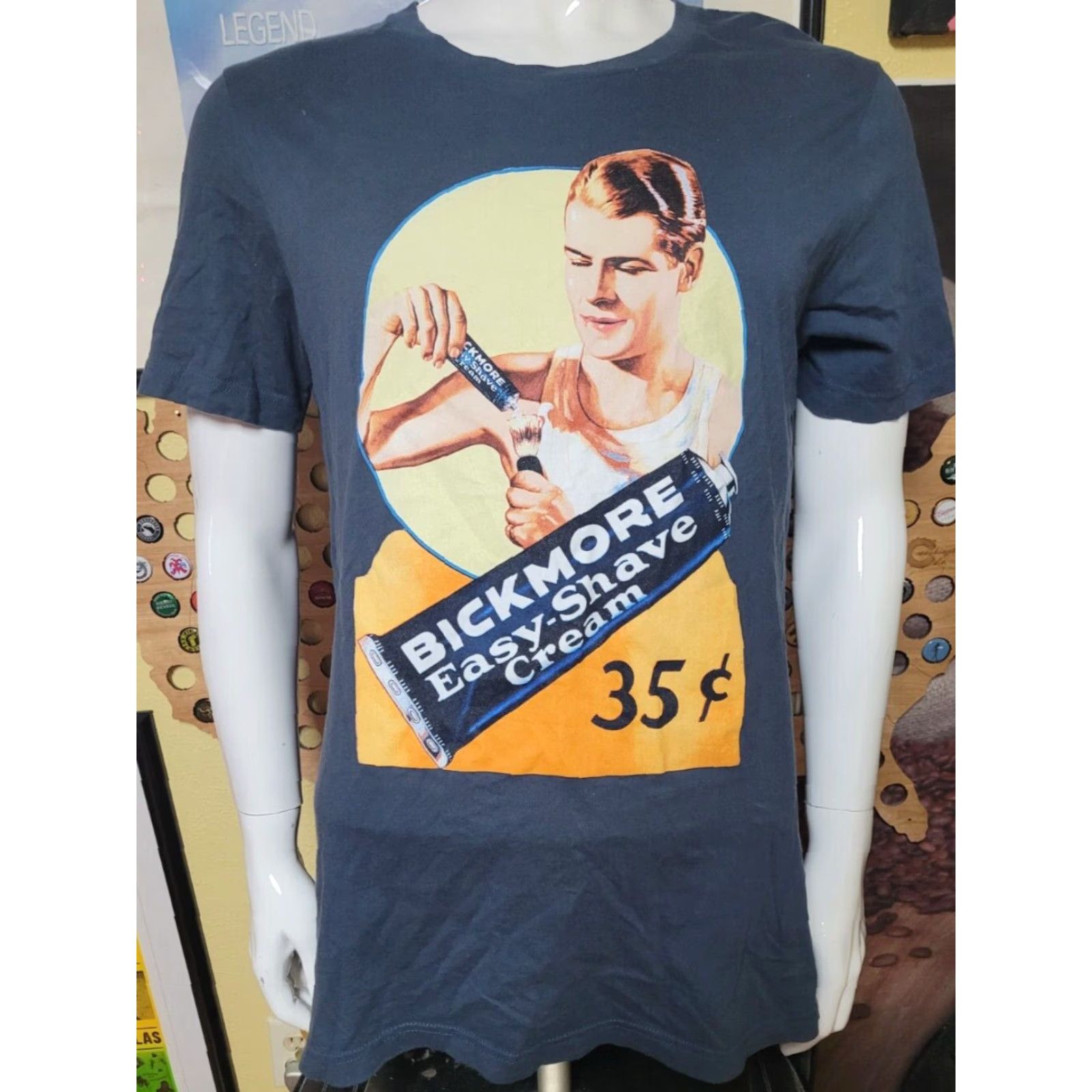 Vintage Canvas T-Shirt Retro Bickmore Easy Shave Cream Large Gray 100% Cotton Crew Neck Short Sleeve Men Graphic Print Vintage Shirt Size US L / EU 52-54 / 3 - 2 Thumbnail