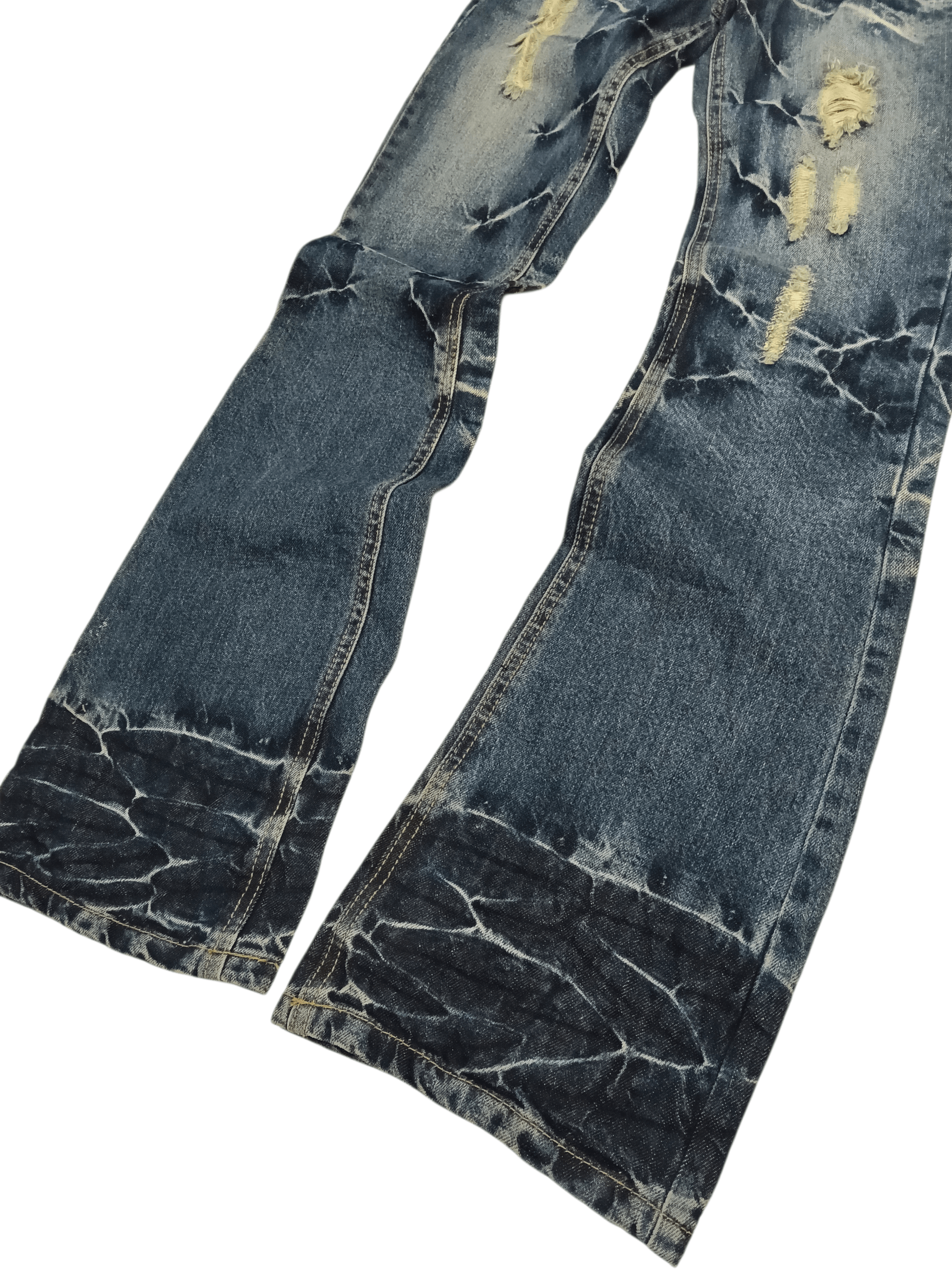 Japanese Brand 💥 Black Baccara Bootcut Clawmark Honeycomb Flared Denim 💥 Size US 32 / EU 48 - 2 Thumbnail