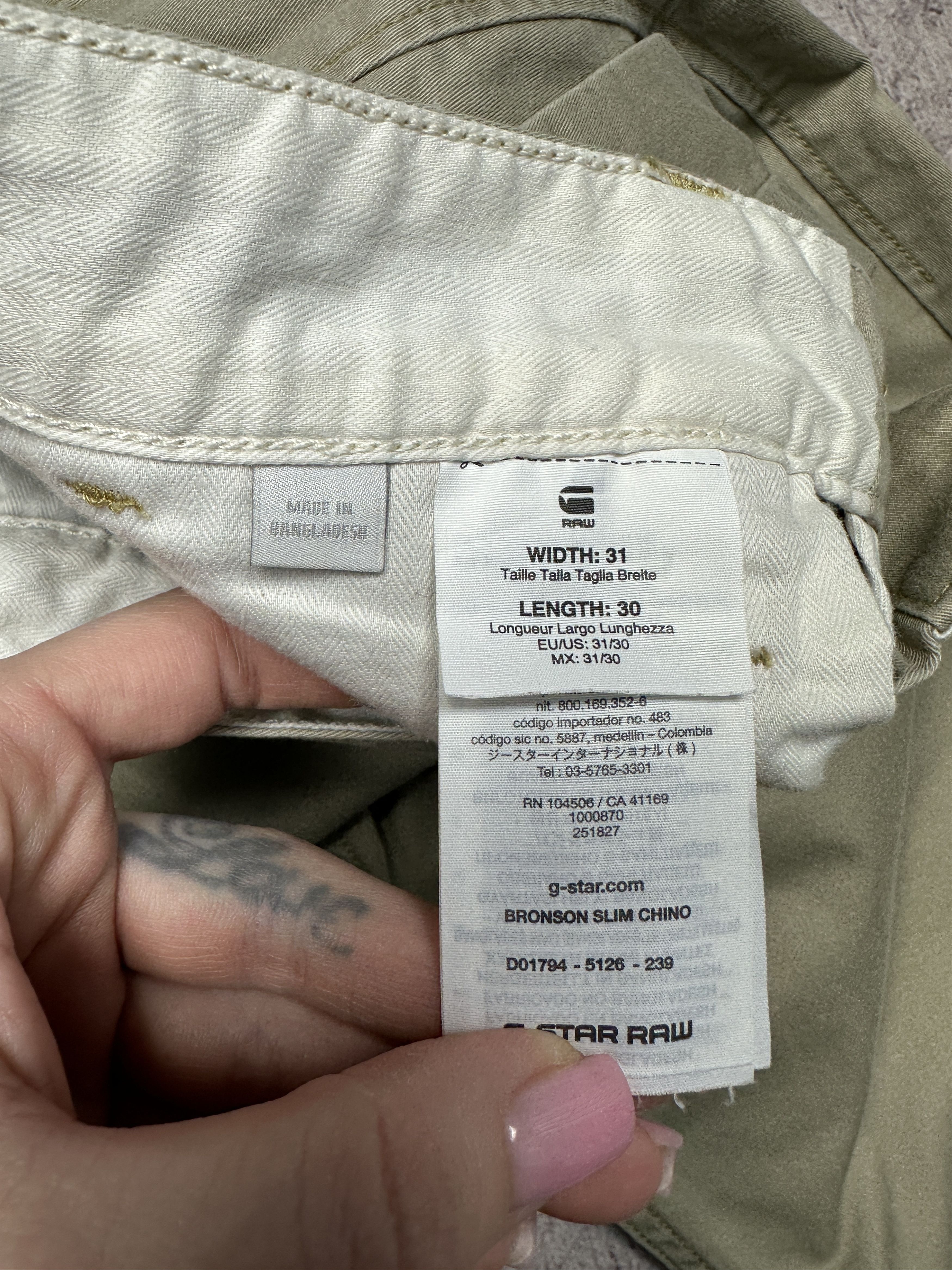 G-Star G Star Raw Mens Bronson Slim Chino Pants Size US 31 - 6 Thumbnail