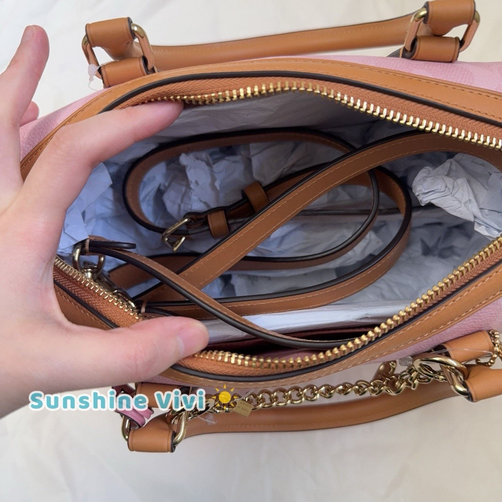 Coach NWT Coach Rowan Satchel Bag Charms Gold/Powder Pink CEA18 Size ONE SIZE - 6 Thumbnail