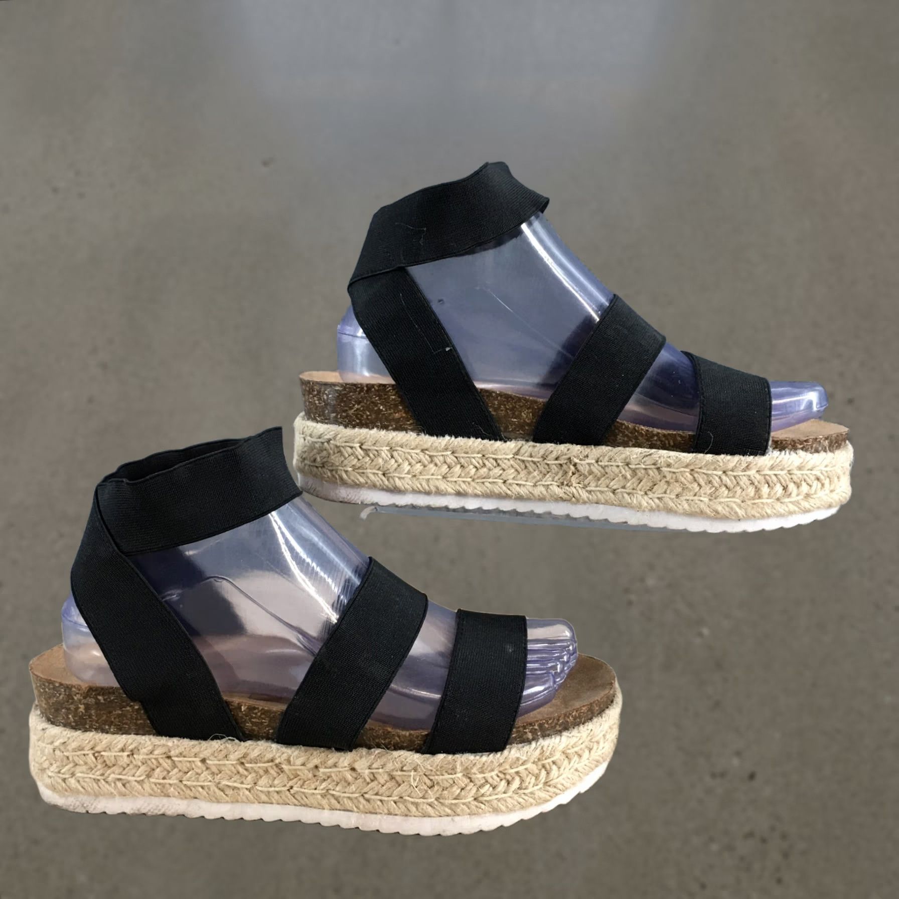 Vintage Rock And Candy Sandals Womens 7 Casual Ankle Strap Platform Espadrille Black Size US 7 / IT 37 - 1 Thumbnail