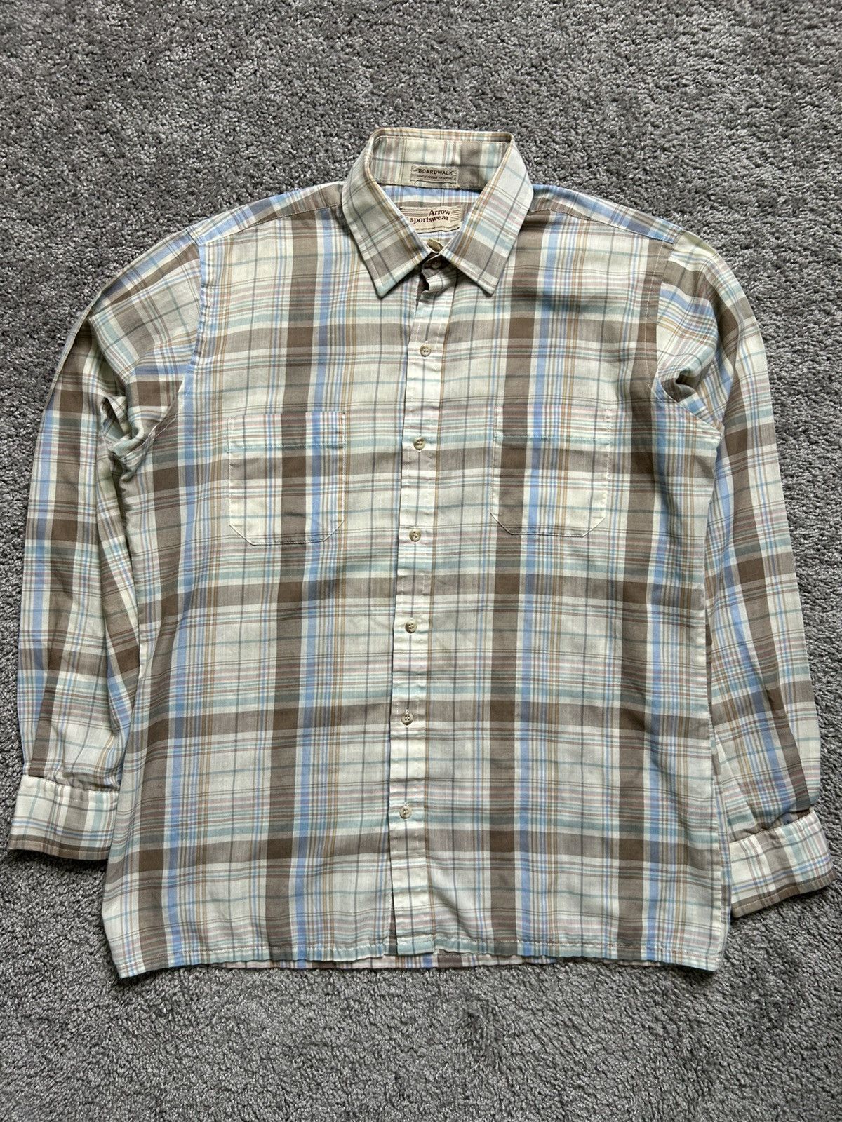 Arrow × Vintage Vintage 80s Arrow Sportswear Checkered Shirt Single Needle Size US M / EU 48-50 / 2 - 1 Thumbnail