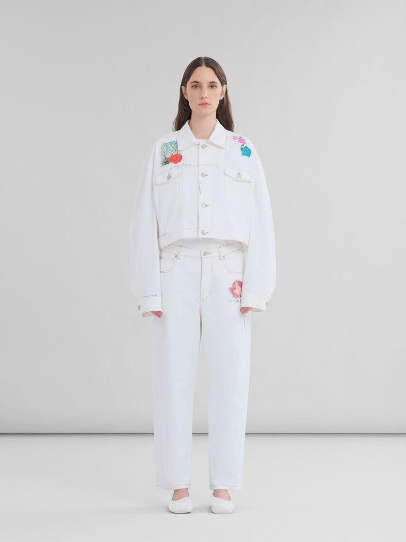 Marni oc11z0525 Denim Jacket in White Size S / US 4 / IT 40 - 2 Thumbnail