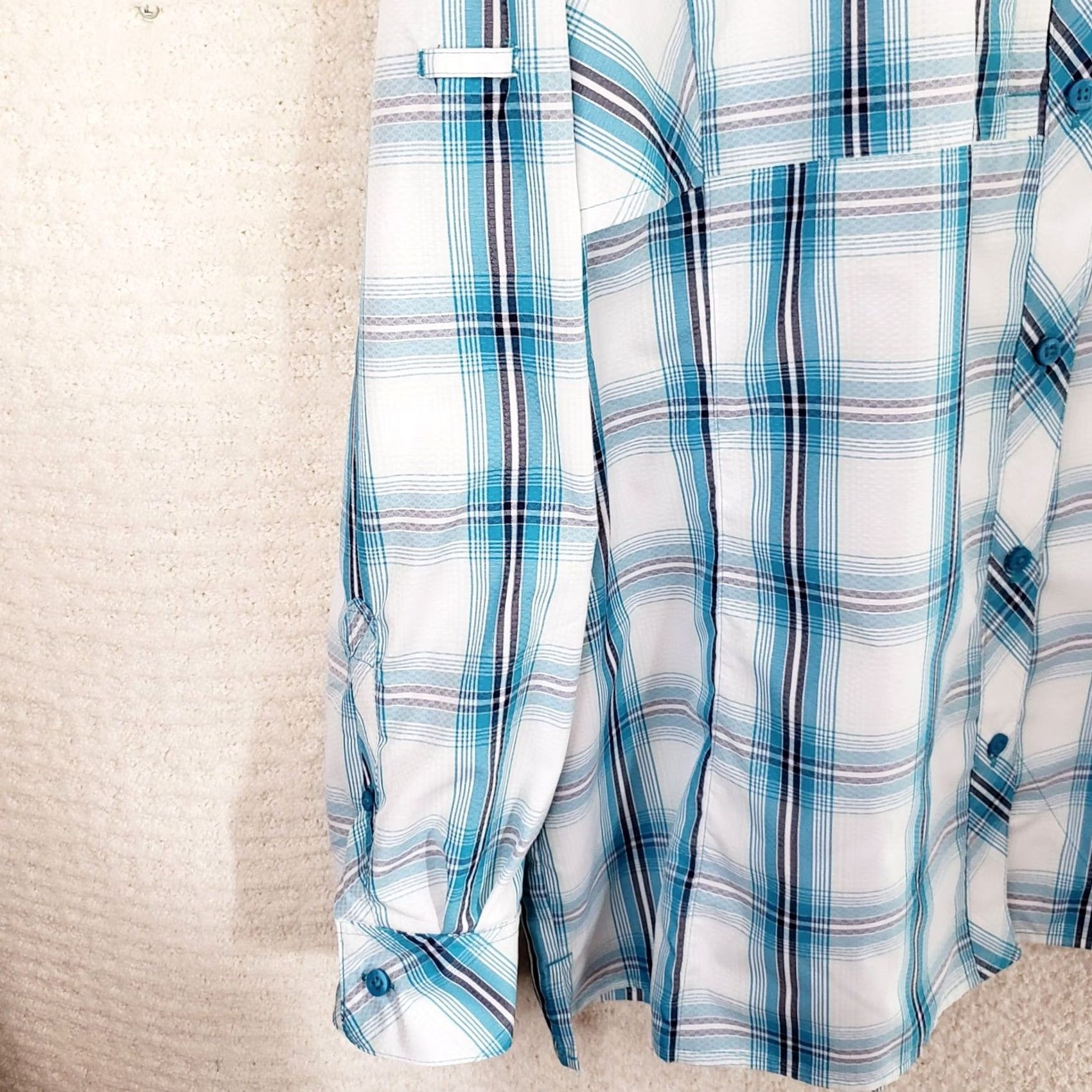 Vintage World Wide Sportsman Shirt Womens XXL Blue Plaid Nylon Roll Tab Sleeve Button-Up Size XXL / US 16-18 / IT 52-54 - 7 Thumbnail
