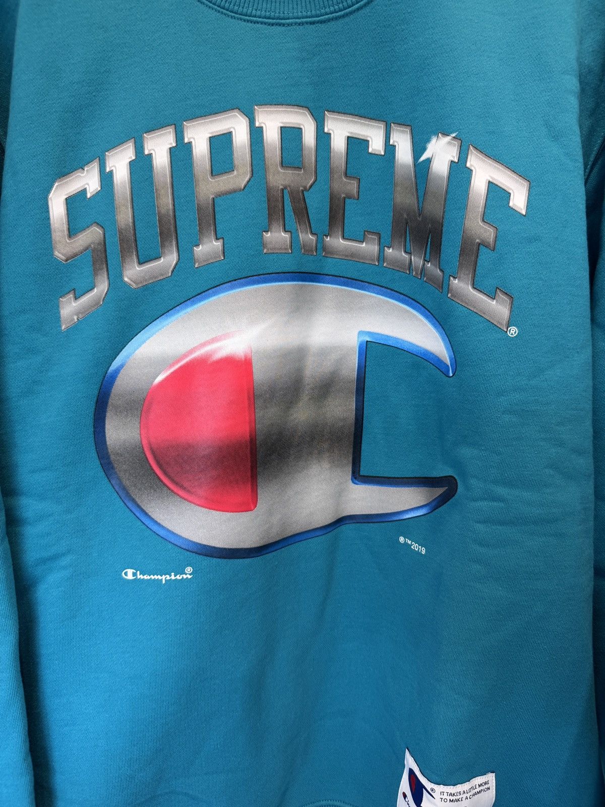 Supreme Supreme Champion Chrome Blue Crewneck Sweater Size L NEW Size US L / EU 52-54 / 3 - 4 Thumbnail