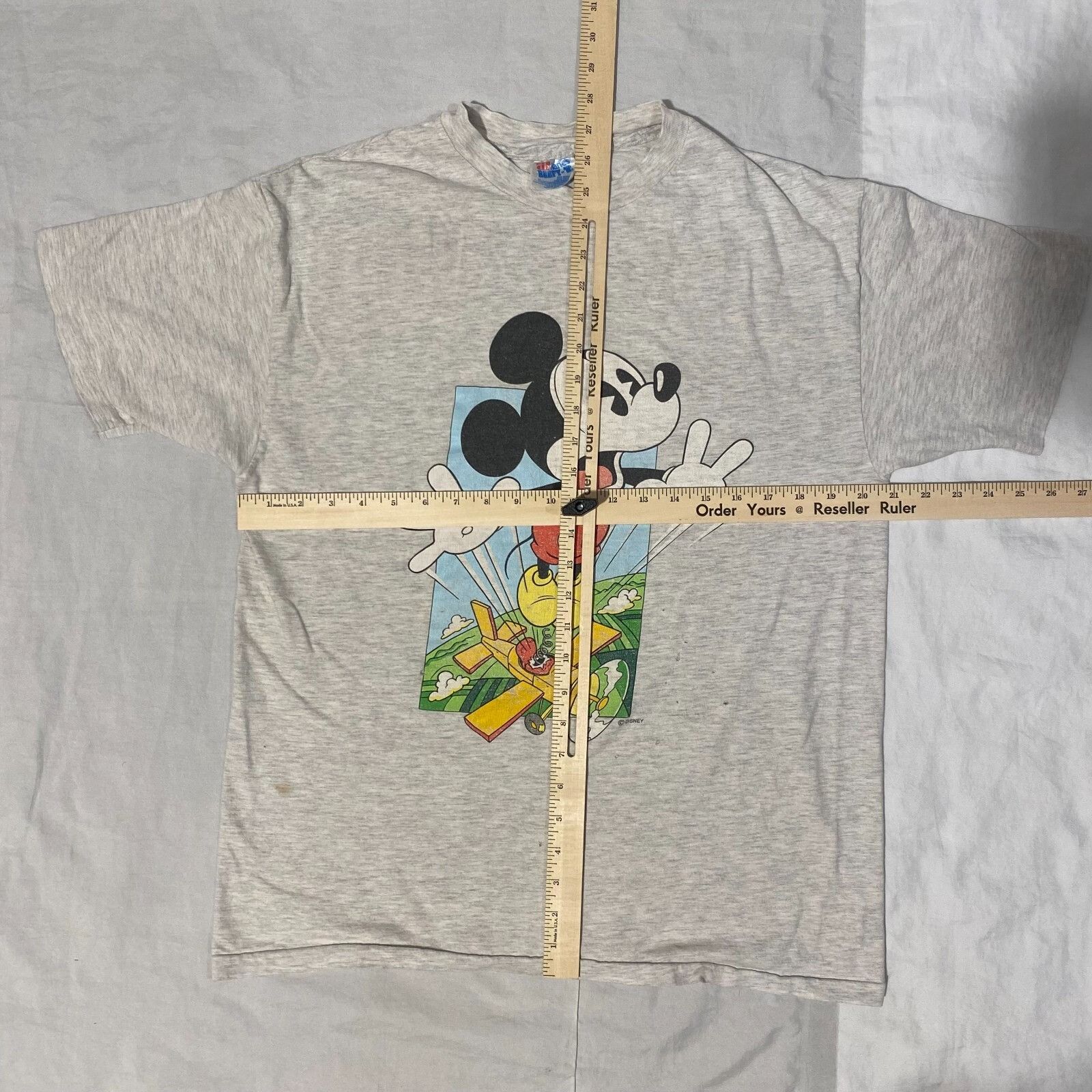 Hanes Vintage Disney Mickey Mouse Ejecting Out Of Airplane 90's Th Size US L / EU 52-54 / 3 - 3 Thumbnail