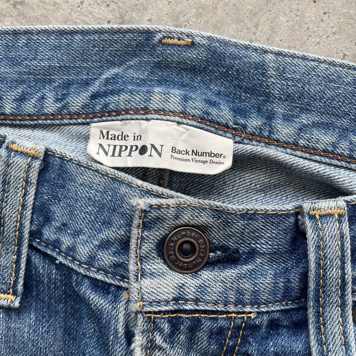 Japanese Brand Vintage Back Number Japan Faded Jeans Distressed Pants W31 Size US 31 - 6 Thumbnail