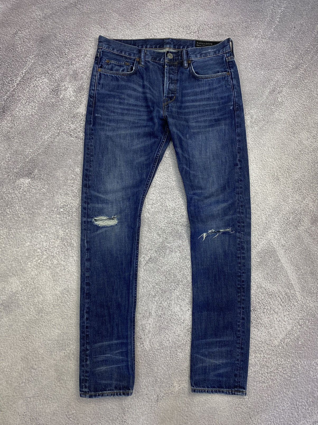 Allsaints AllSaints Kanaba Pistol Fit Blue Distressed Jeans Size US 30 / EU 46 - 1 Thumbnail