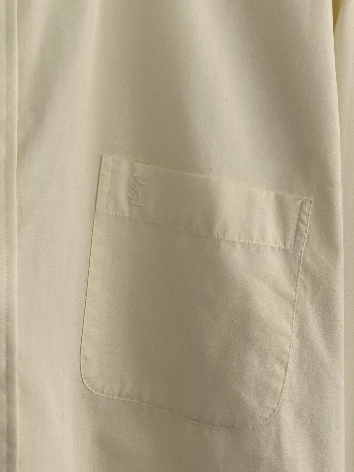 Yves Saint Laurent 1990’s Vintage YSL Mini Logo Light Yellow Button Up Shirt Size US M / EU 48-50 / 2 - 4 Thumbnail