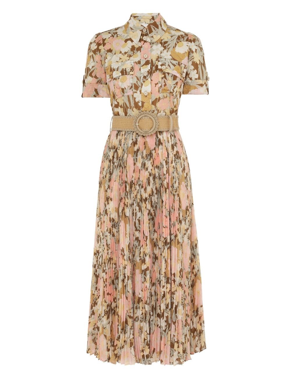 oc11z0525 Pop Pleated Midi Dress in Multicolor