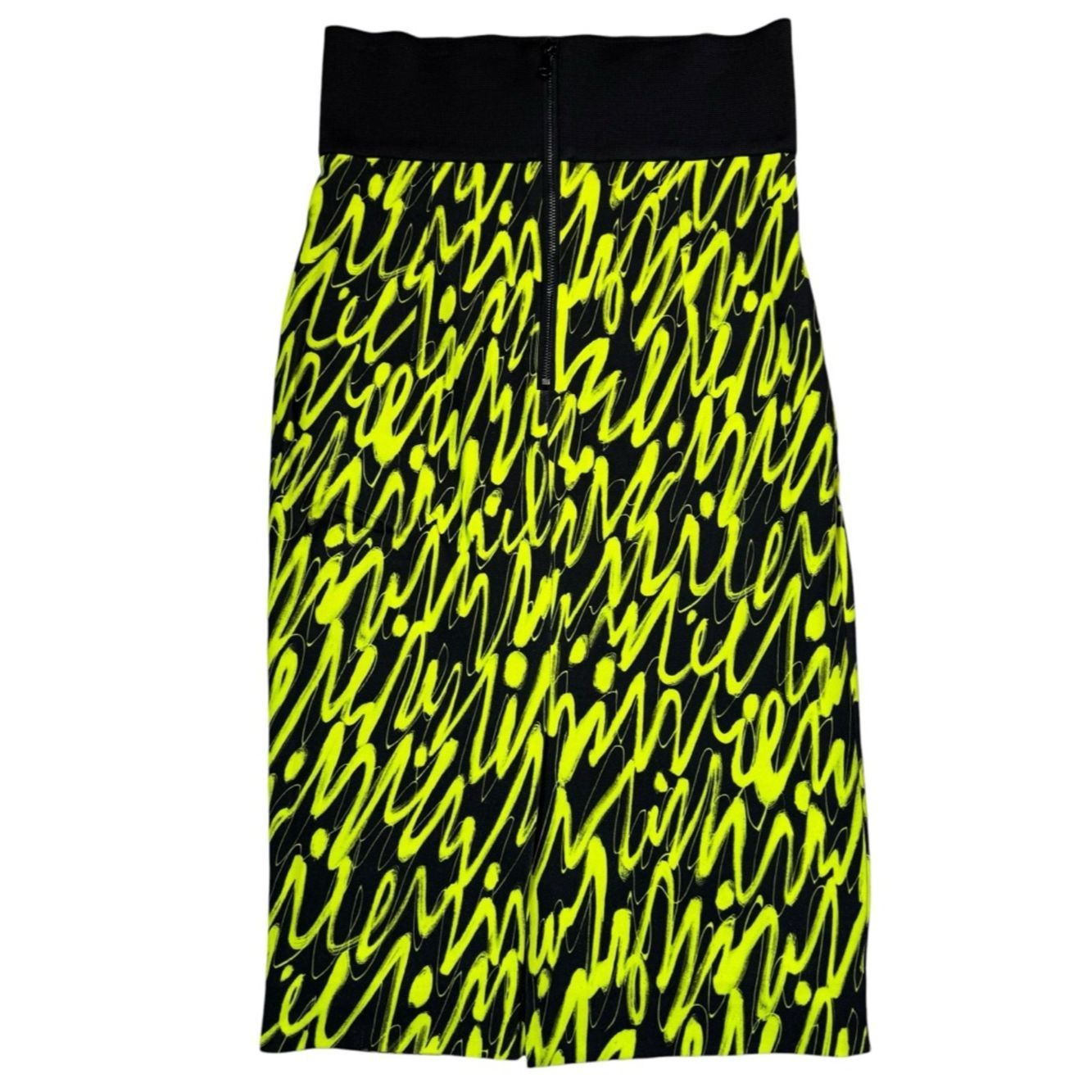 MILLY Milly Black Waist Neon Lime Patterned Pencil Skirt Size 6 Size 28" / US 6 / IT 42 - 3 Thumbnail