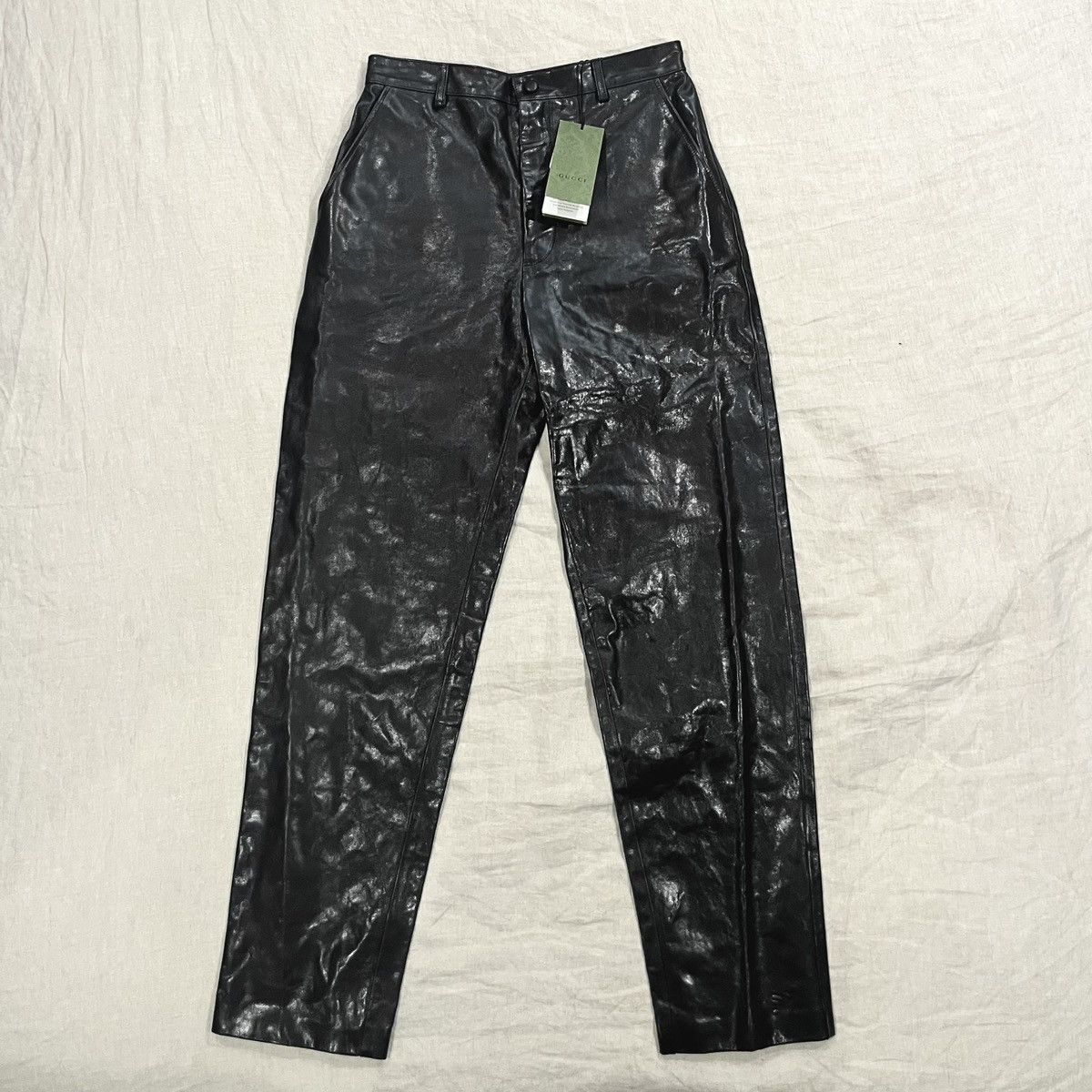 Gucci $4200 GUCCI LEATHER PANTS, BLACK, SIZE 44 Size US 29 - 2 Thumbnail