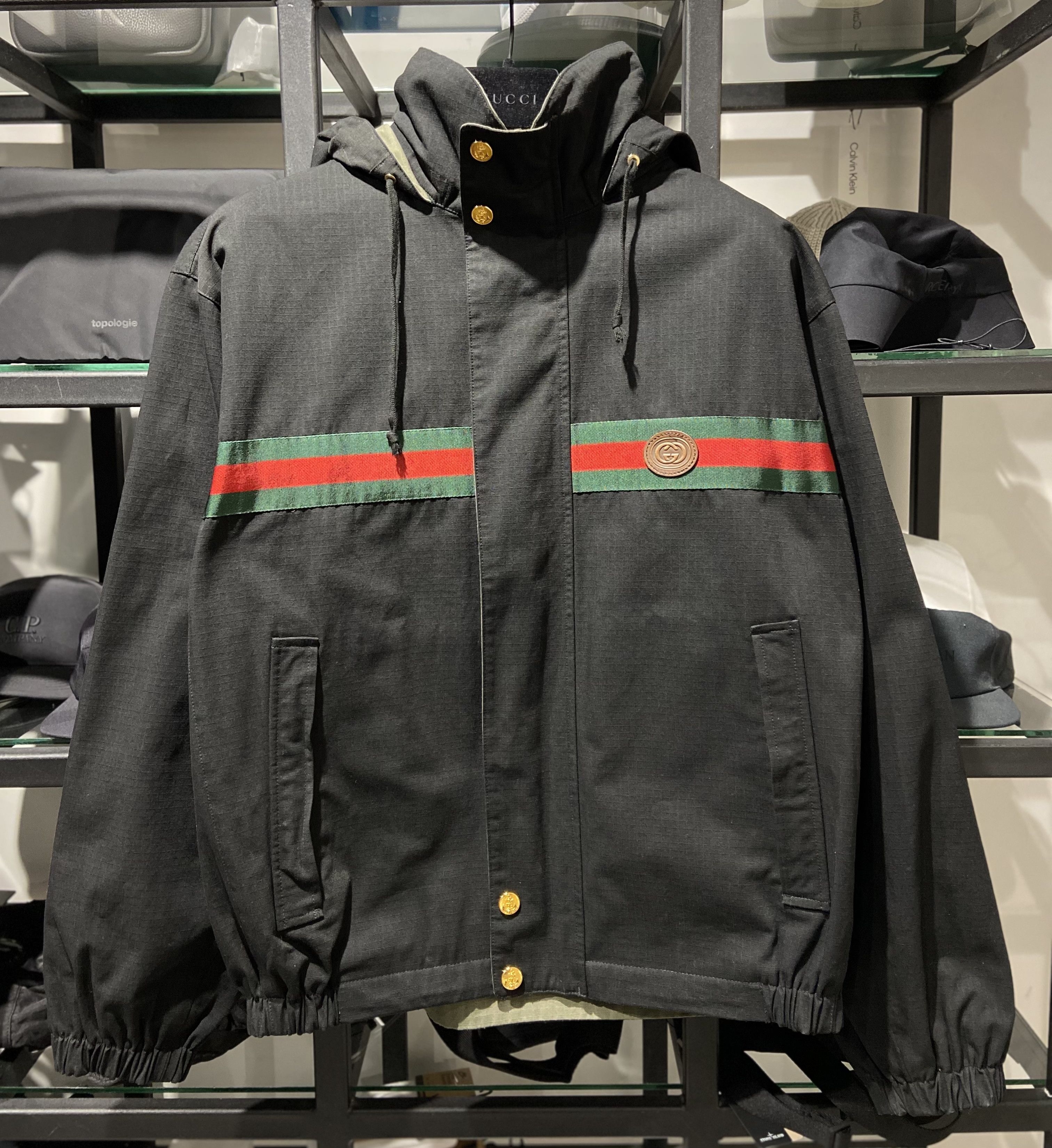 Gucci Gucci Reversible Web Stripe Hooded Jacket Olive/Black Size US M / EU 48-50 / 2 - 3 Thumbnail
