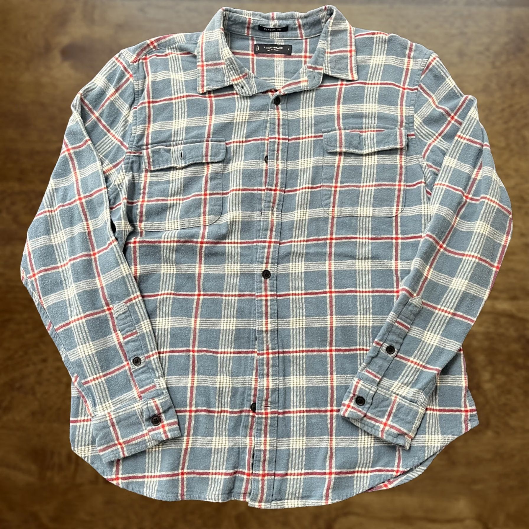 Lucky Brand Lucky Brand Flannel Shirt Mens Large Blue Plaid Long Sleeve Button Up Casual Shirt Size US L / EU 52-54 / 3 - 1 Thumbnail
