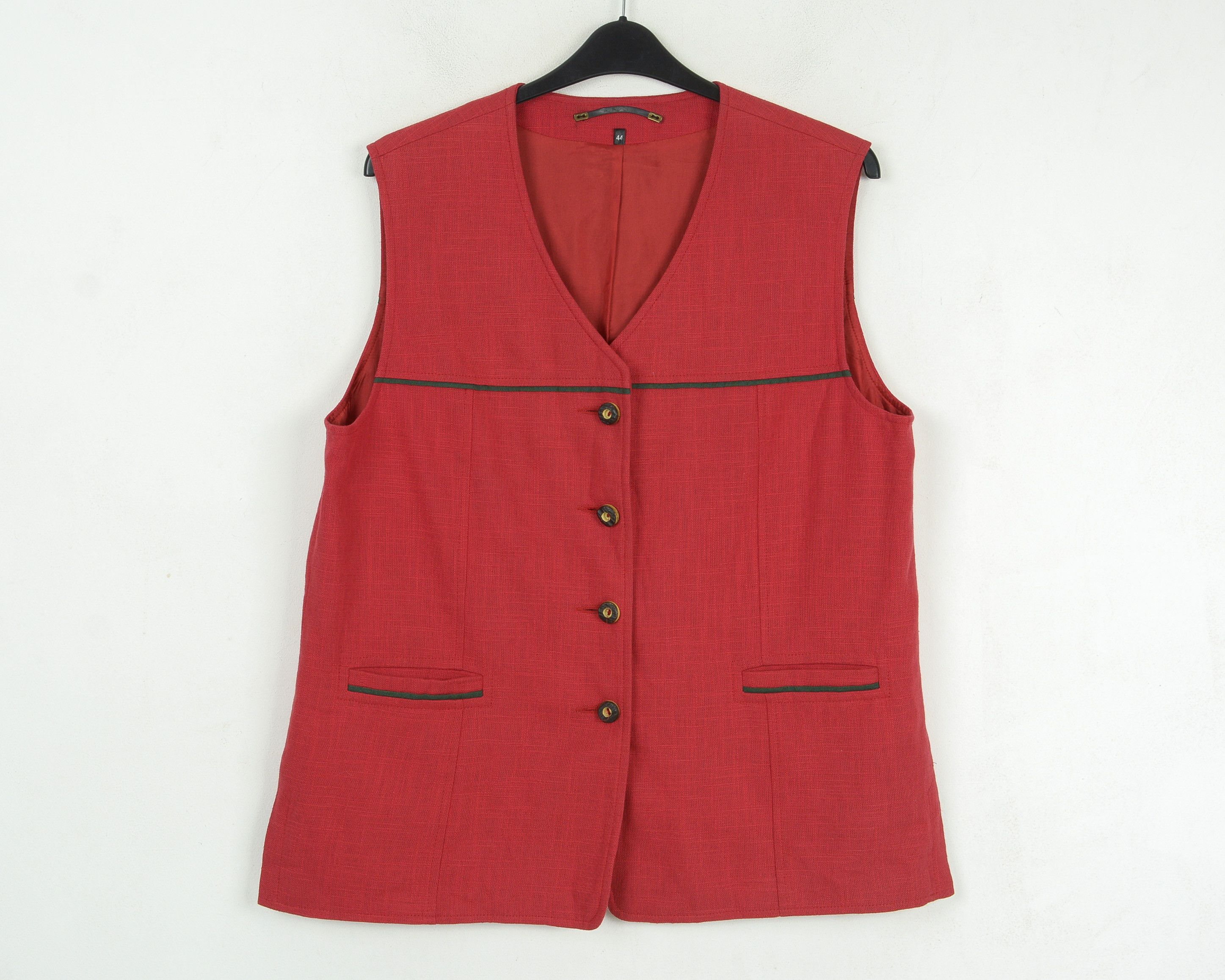 Other × Vintage Bavarian Linen Waistcoat Trachten Vest Jager Janker Tank Size L / US 10 / IT 46 - 1 Thumbnail