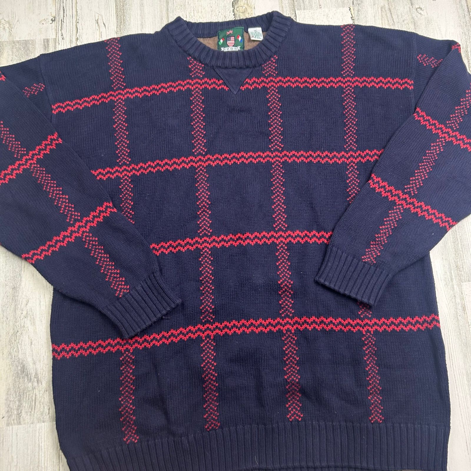 Izod × Vintage Vintage Izod Purple and Blue Zig Zag Plaid Sweater Size US XL / EU 56 / 4 - 2 Thumbnail
