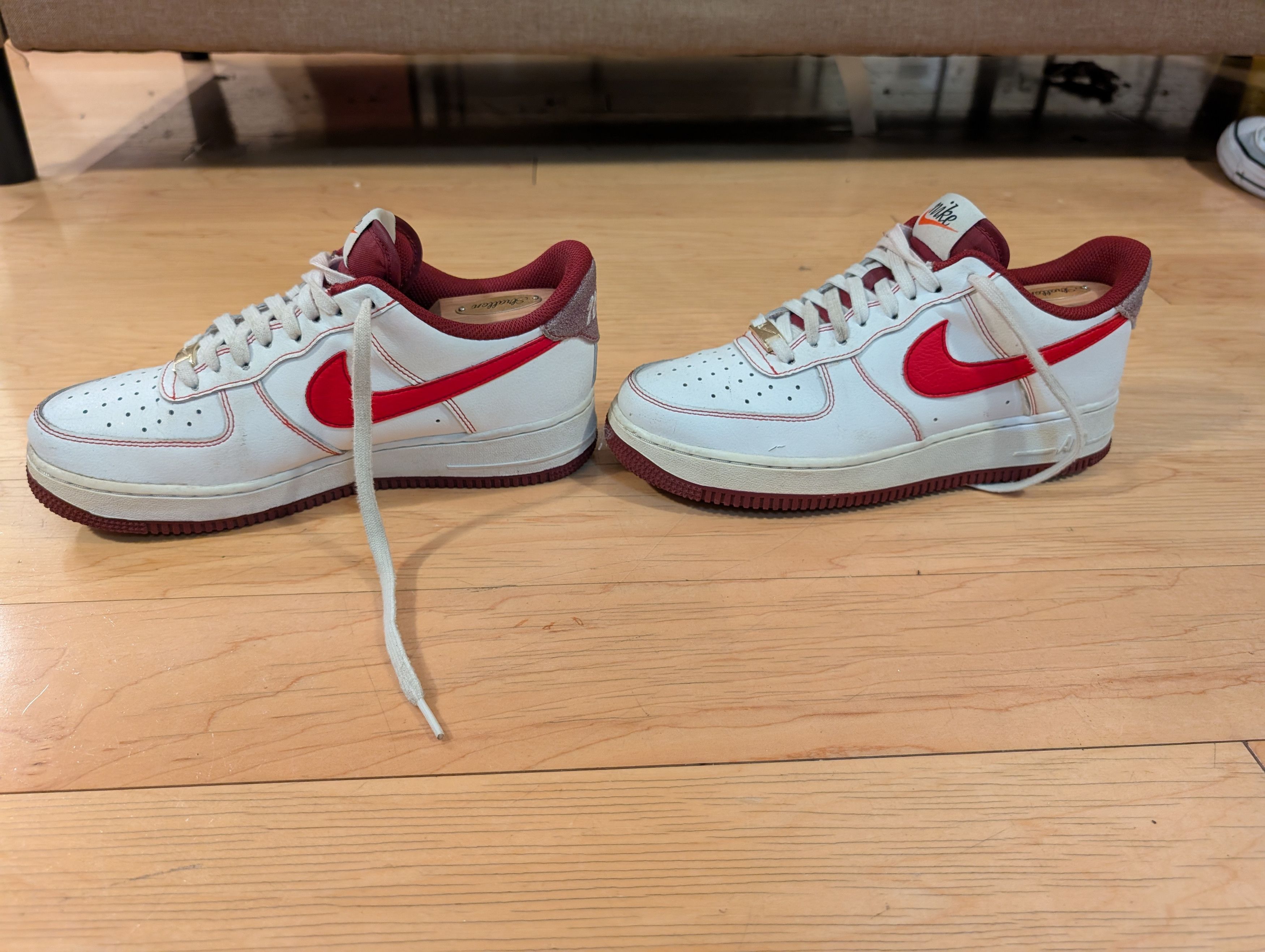Nike Nike Air Force Ones White/Red Sneakers Size US 8 Size US 8 / EU 41 - 1 Thumbnail