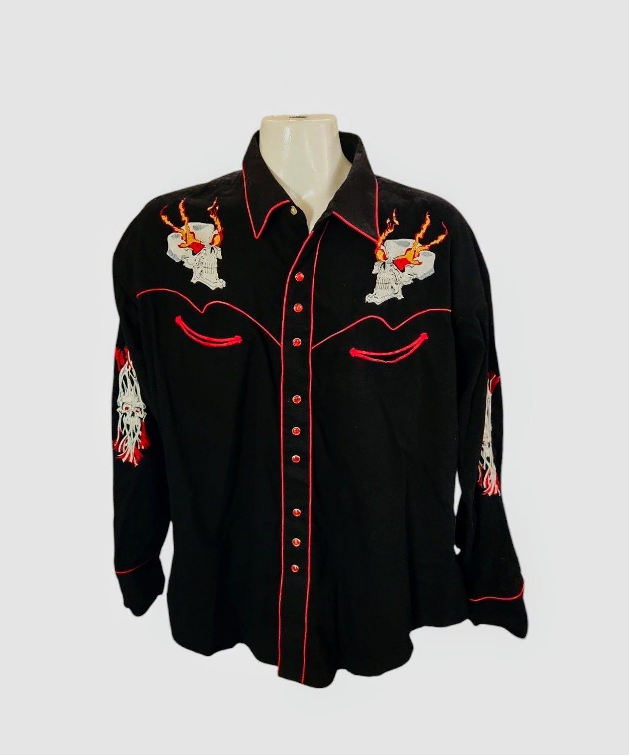 Rockmount Ranch Wear ROCKMOUNT Ranch Wear MEN'S FLAMING SKULL embroidered WESTERN Size US XXL / EU 58 / 5 - 2 Thumbnail
