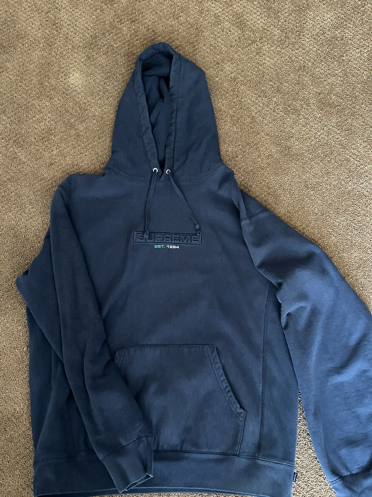 Supreme Supreme Embedded Logo Hoodie Navy XL Grailed