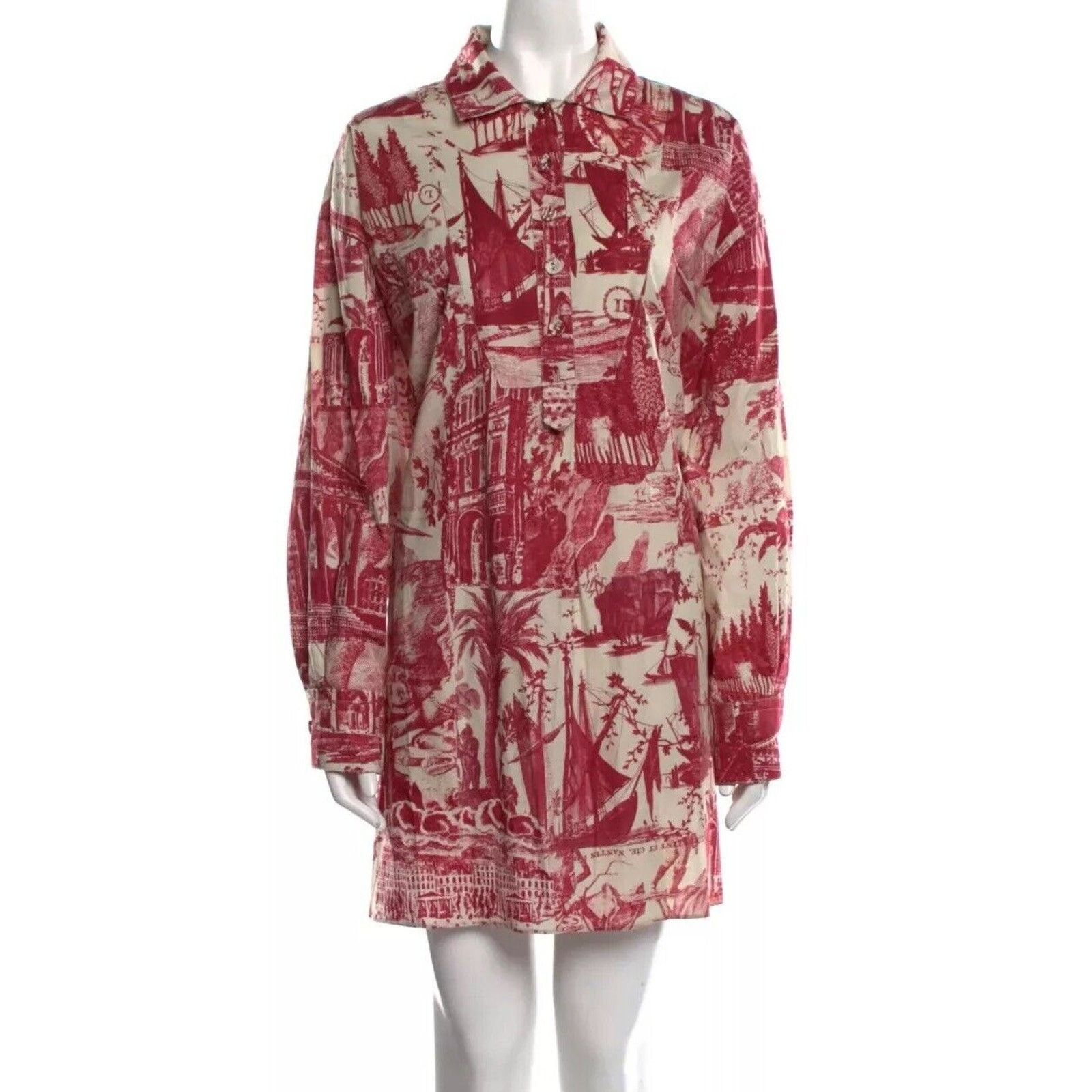 Libertine Libertine Red Cream Toile De Nantes Half-Button Tunic L / XL Size XL / US 12-14 / IT 48-50 - 1 Thumbnail
