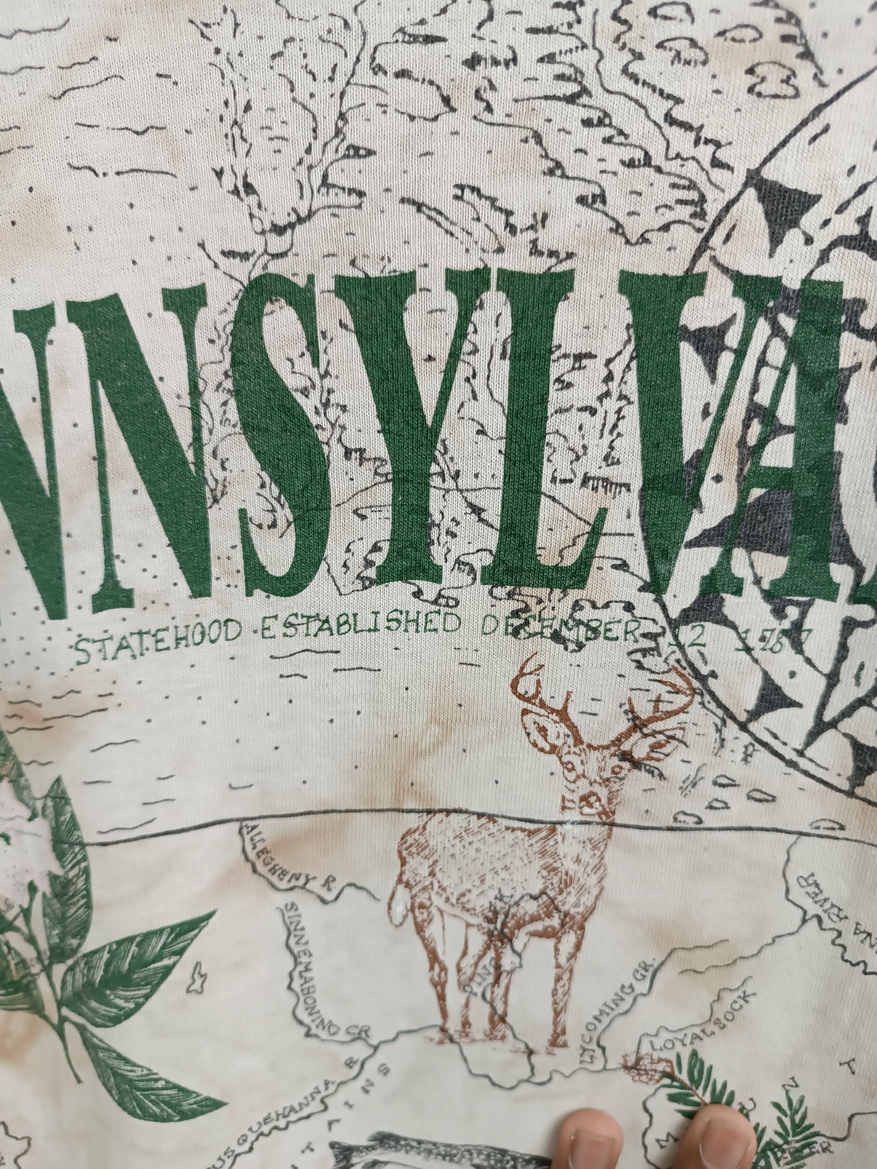 Vintage VINTAGE 90'S PENNSYLVANIA STATE AOP MAP TEE VERY RARE OVP Size US M / EU 48-50 / 2 - 19 Thumbnail