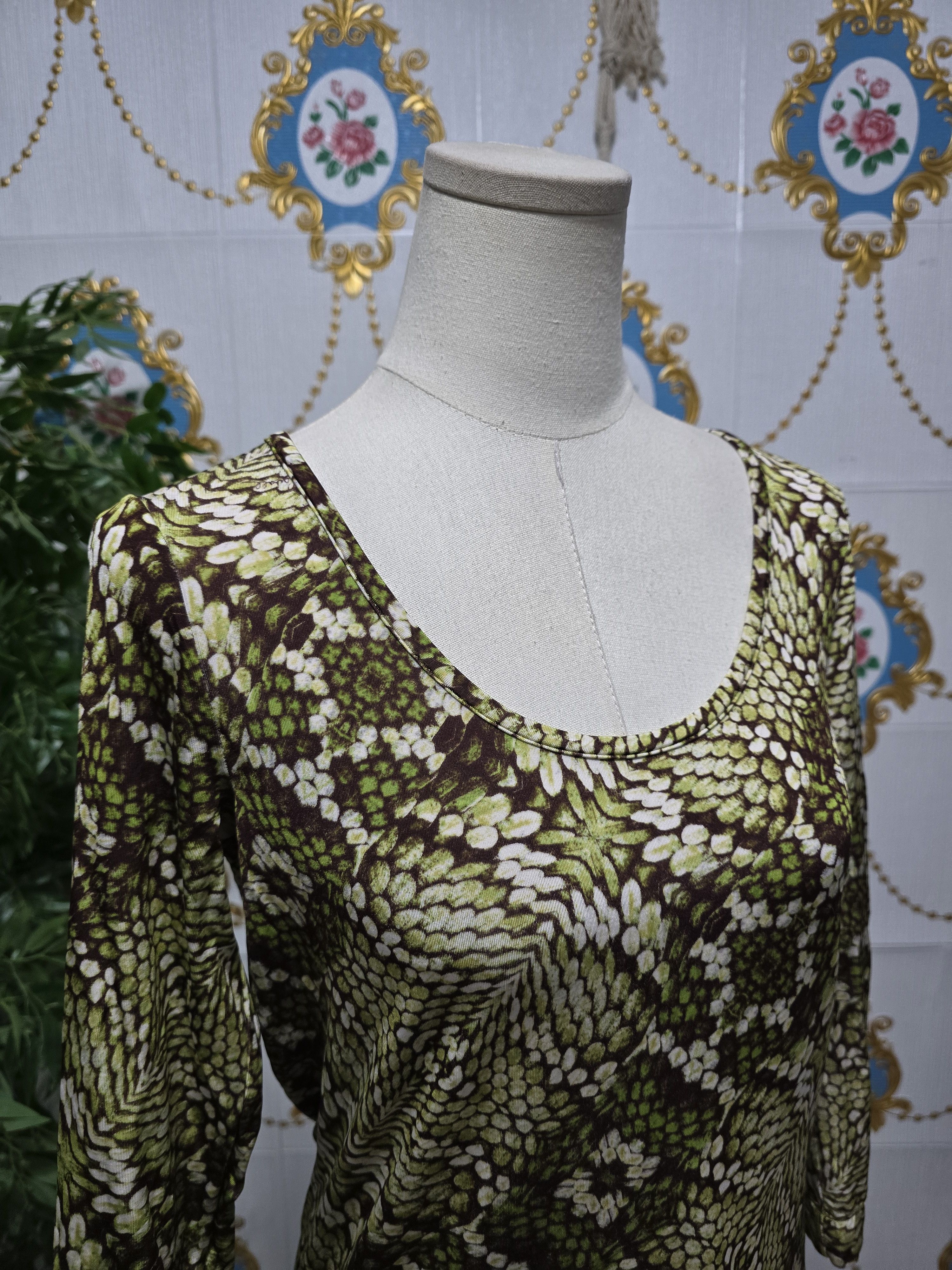 Just Cavalli Just Cavalli vintage scoop-neck,green and brown animal print Size L / US 10 / IT 46 - 5 Thumbnail