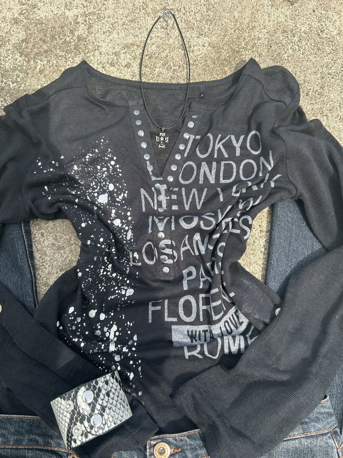Other Bundle! Dark rust jeans w/ black sheer shirt Size M / US 6-8 / IT 42-44 - 2 Thumbnail