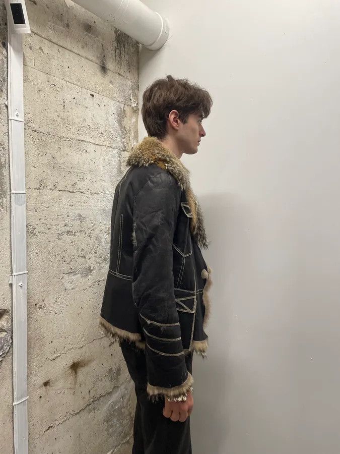 Just Cavalli AW2005 Cavalli Fox Fur Asymmetrical Leather Jacket Size XS / US 0-2 / IT 36-38 - 10 Thumbnail
