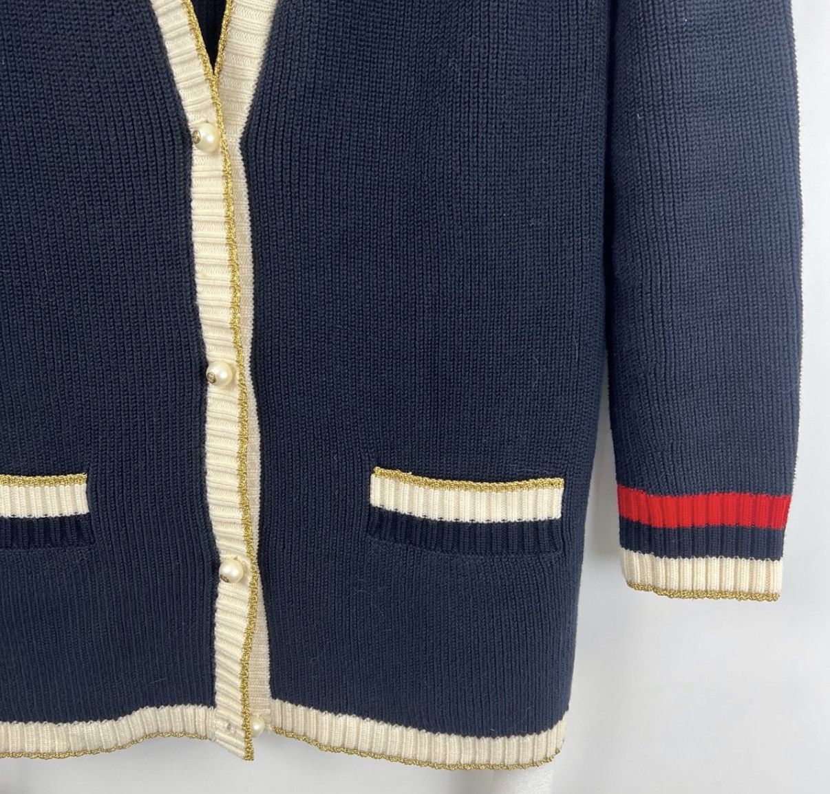 Gucci Gucci/Gold Thread Pearl Button Knit Cardigan K12 Size XS / US 0-2 / IT 36-38 - 4 Thumbnail