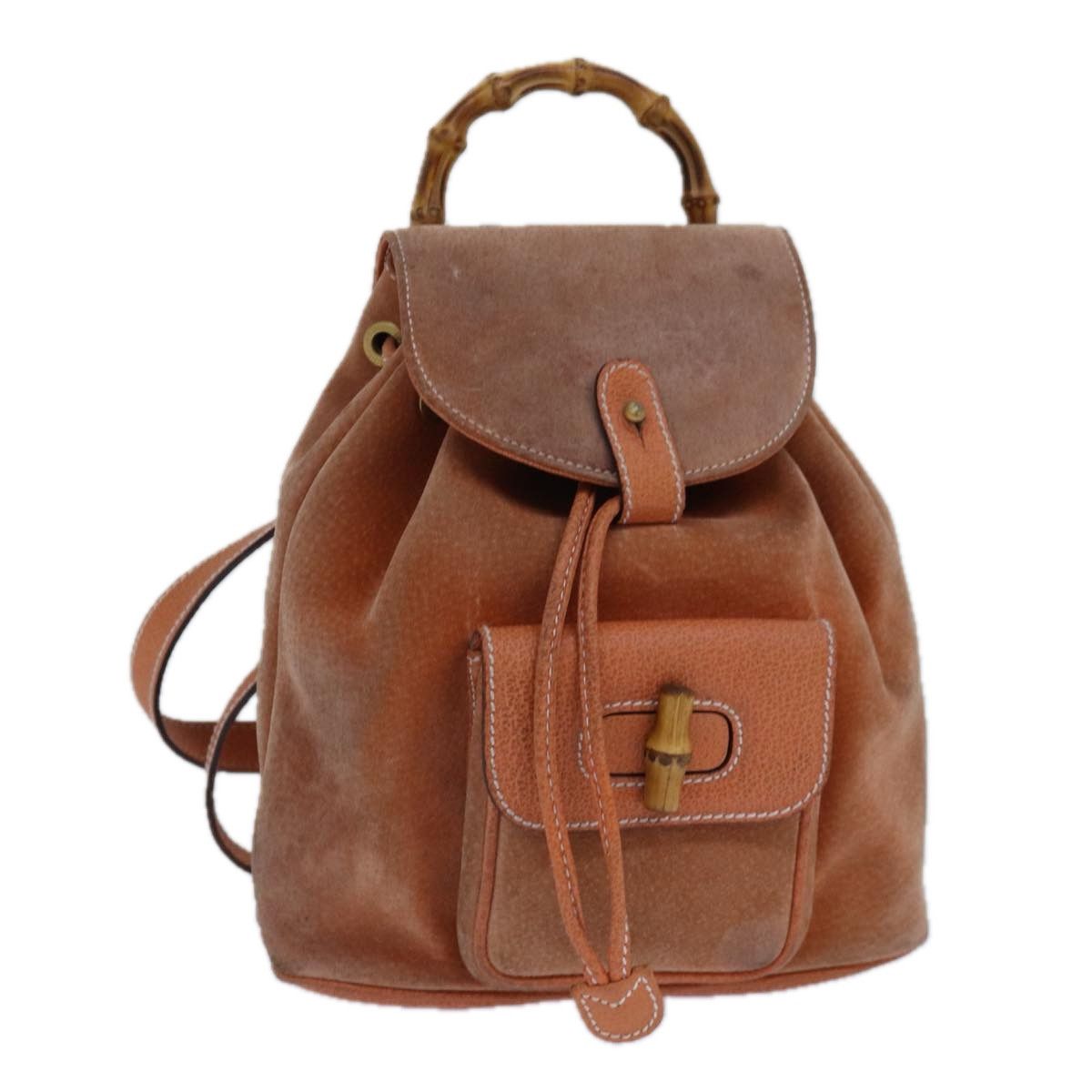 Gucci Bamboo Orange Suede Backpack Bag (Pre-Owned) Size ONE SIZE - 1 Thumbnail