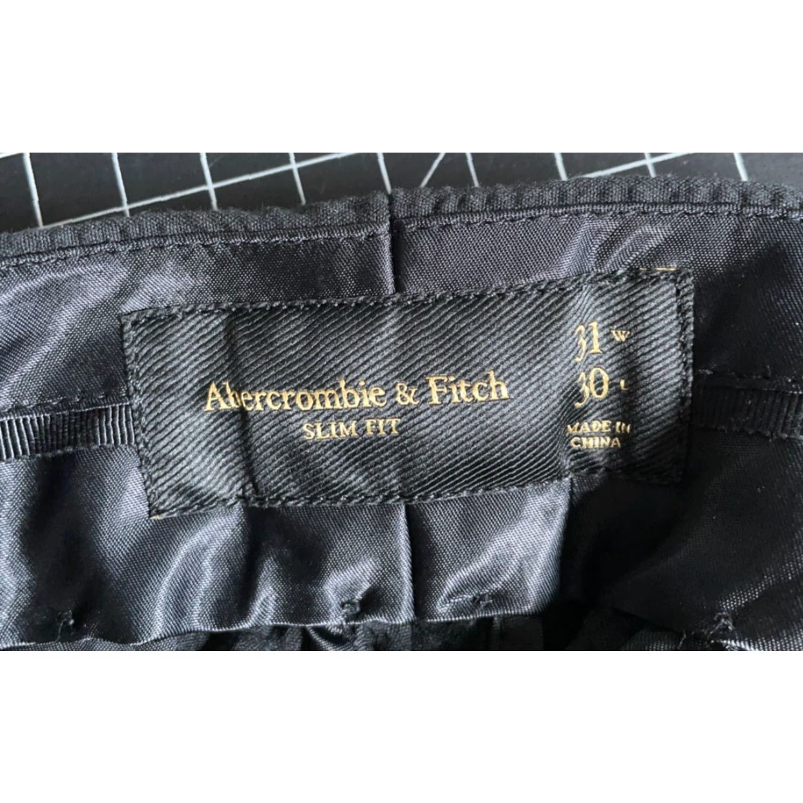 Abercrombie & Fitch Abercrombie & Fitch Pants Men's Slim Chino Black 31 x 27.5 Unworn Seersucker Flat Front Mid Rise Tapered Size US 32 / EU 48 - 3 Thumbnail