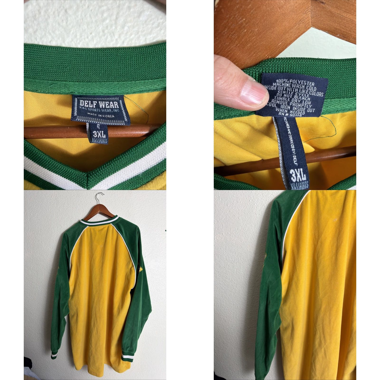 Vintage VINTAGE Y2K Men’s 3XL Pullover Oakland Long Sleeve Sweatshirt Green Yellow Hyphy Shirt Mens Size US XXL / EU 58 / 5 - 9 Thumbnail