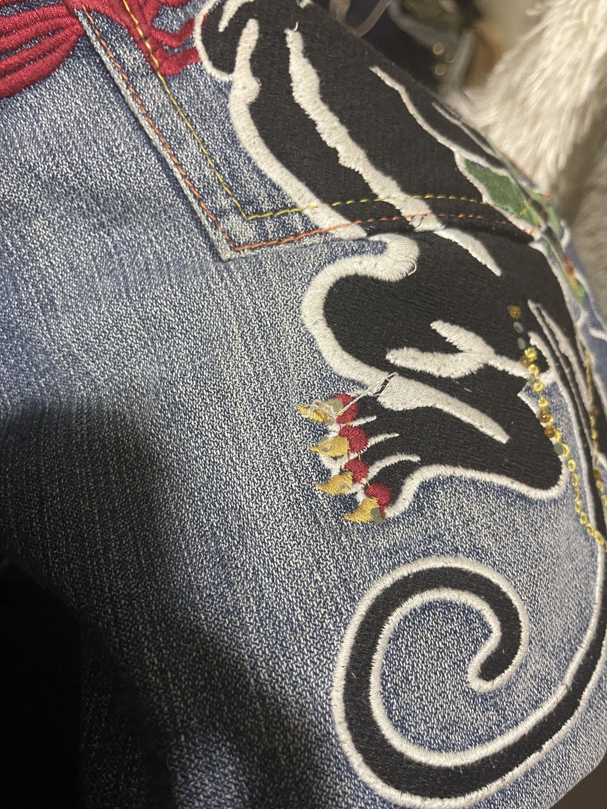Christian Audigier Christian Audigier Ed Hardy Embroidered Denim Jeans Size US 31 - 11 Thumbnail