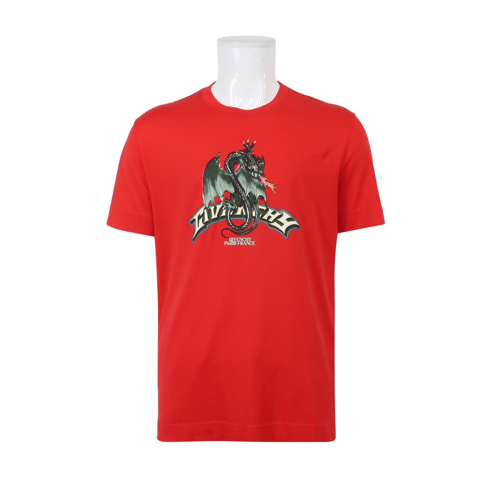 Givenchy Red Dragon Print Crew Neck T-Shirt XL