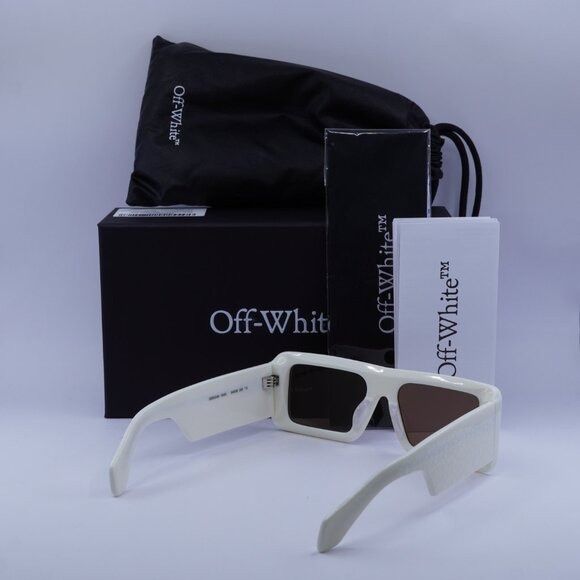 Off-White Off-White OERI140 TROY 0164 Sunglasses White Rectangle Frame Size ONE SIZE - 9 Thumbnail
