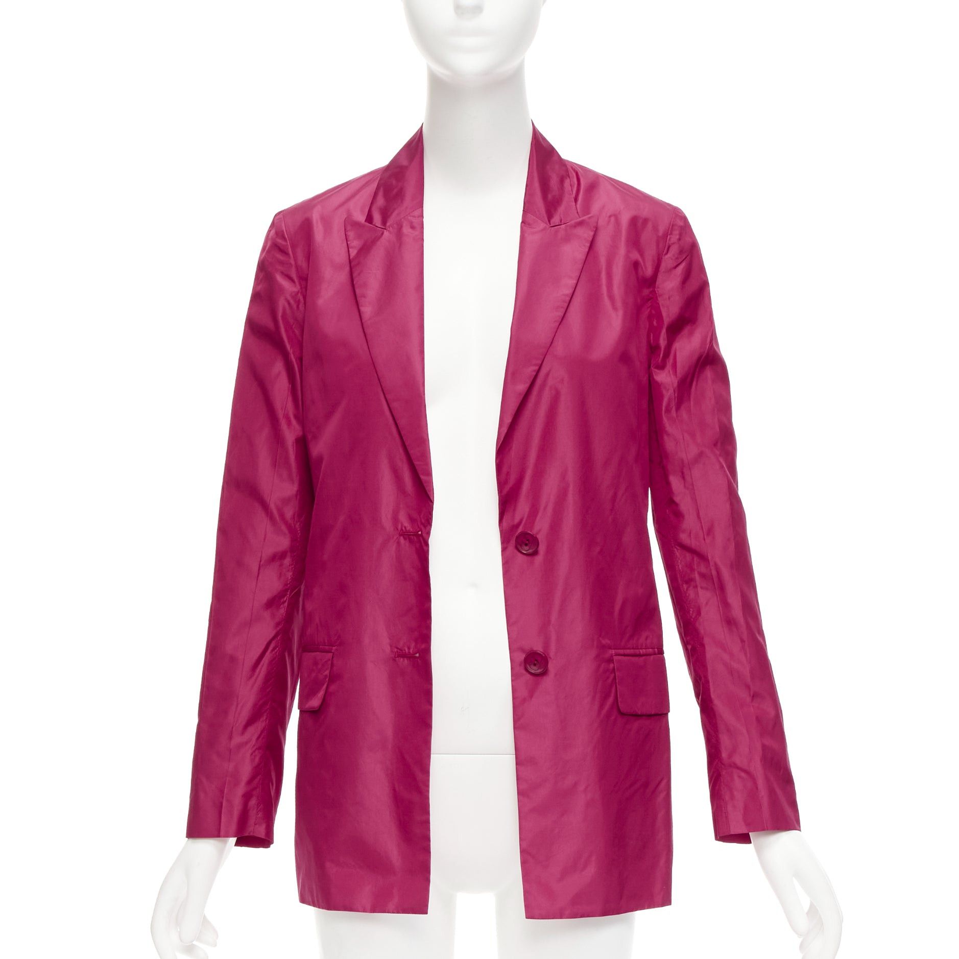 Valentino VALENTINO Piccioli 100% silk raspberry pink cinched waist casual blazer IT36 XXS Size XS / US 0-2 / IT 36-38 - 1 Thumbnail