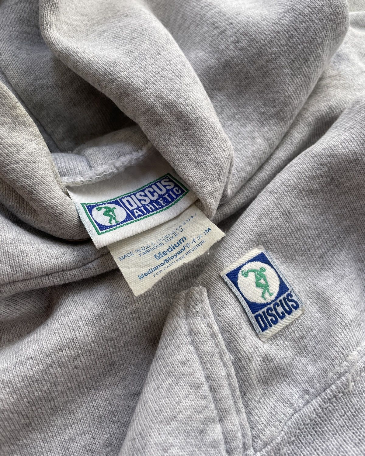 Other Y2K Vintage 90s Discus Athletic Blank Hoodie Grey Sweatshirt Size US L / EU 52-54 / 3 - 5 Thumbnail