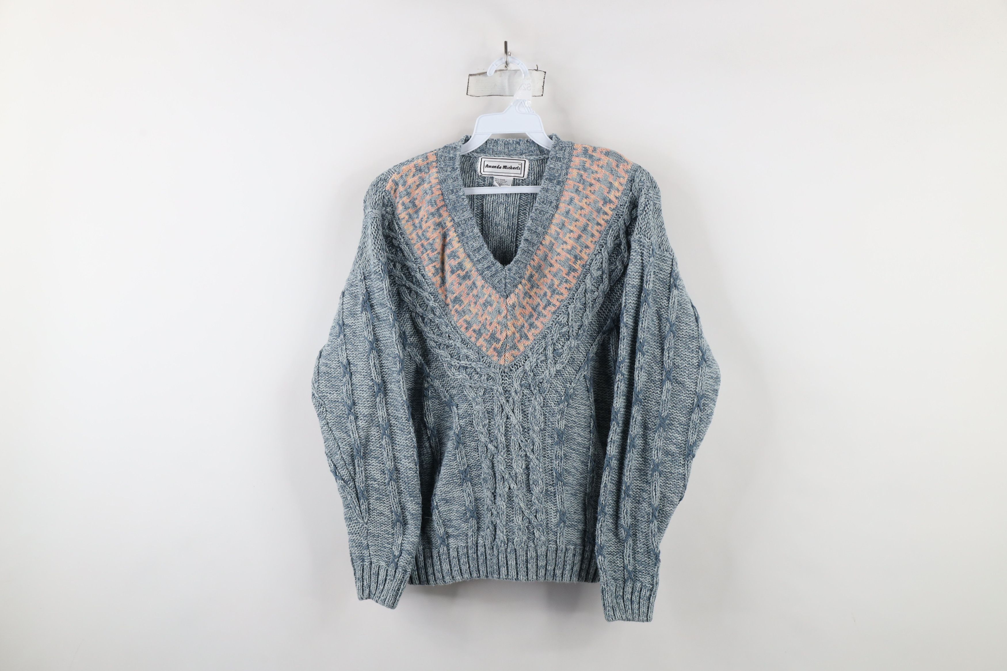 Vintage Vintage 90s Streetwear Dapper Chunky Cable Knit Sweater Blue Size L / US 10 / IT 46 - 1 Thumbnail