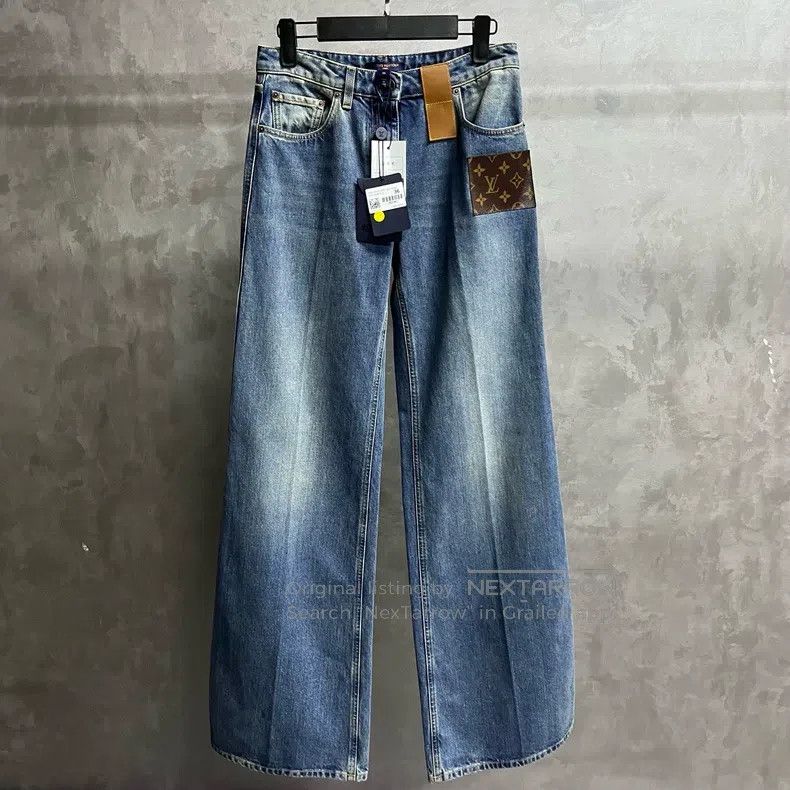 Louis Vuitton Louis Vuitton Blue Logo High Rise Straight Leg Jeans Size US 36 / EU 52 - 1 Thumbnail