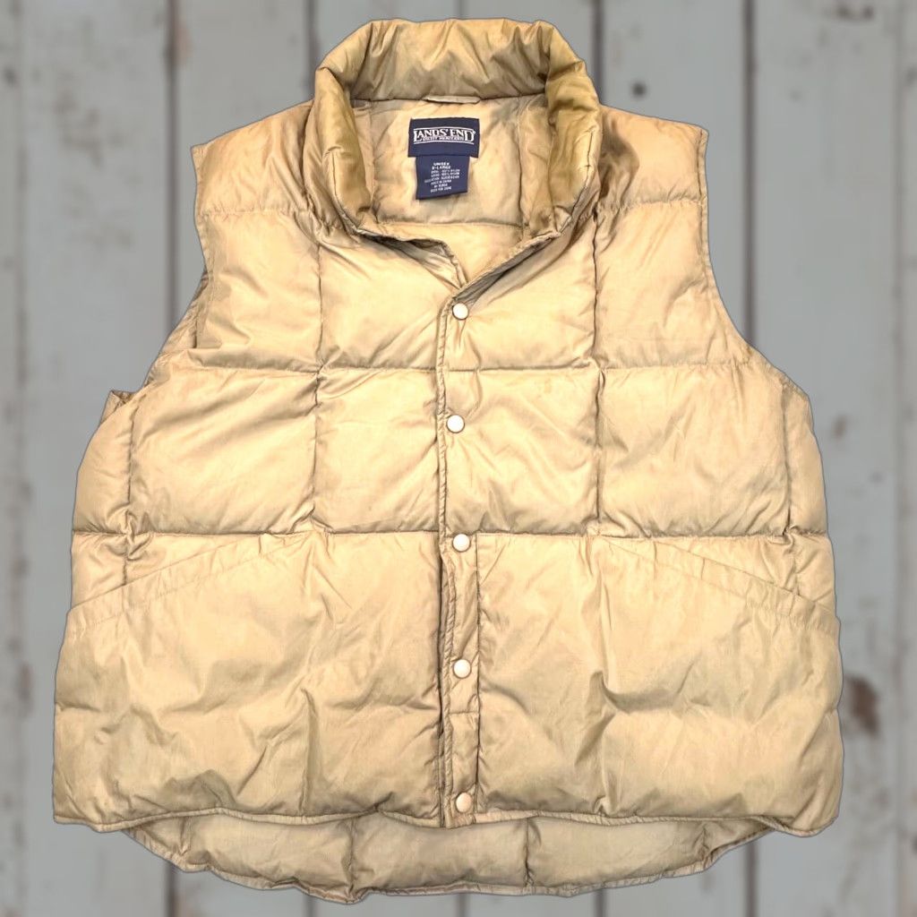 Lands' End Lands' End Goose Down Quilted Puffer Vest Adult XL Brown Nylon Snap Thermal Size US XL / EU 56 / 4 - 1 Thumbnail
