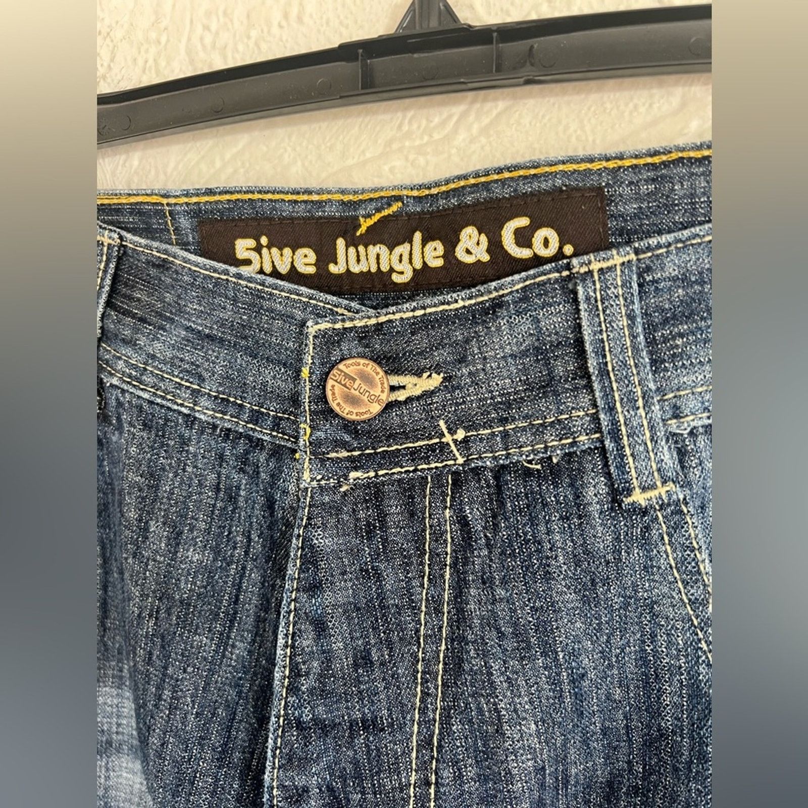 Jungles 5ive Jungle Jeans Mens 36x32 Wide Leg Embroidered Y2K Skater Size US 36 / EU 52 - 6 Thumbnail