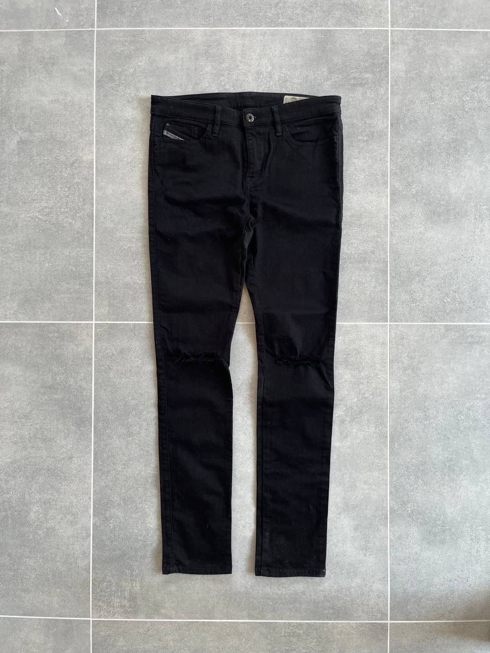 Diesel Diesel Knee Blowout Jet Black Skinny Skinzee Jeans Size US 28 / EU 44 - 2 Thumbnail