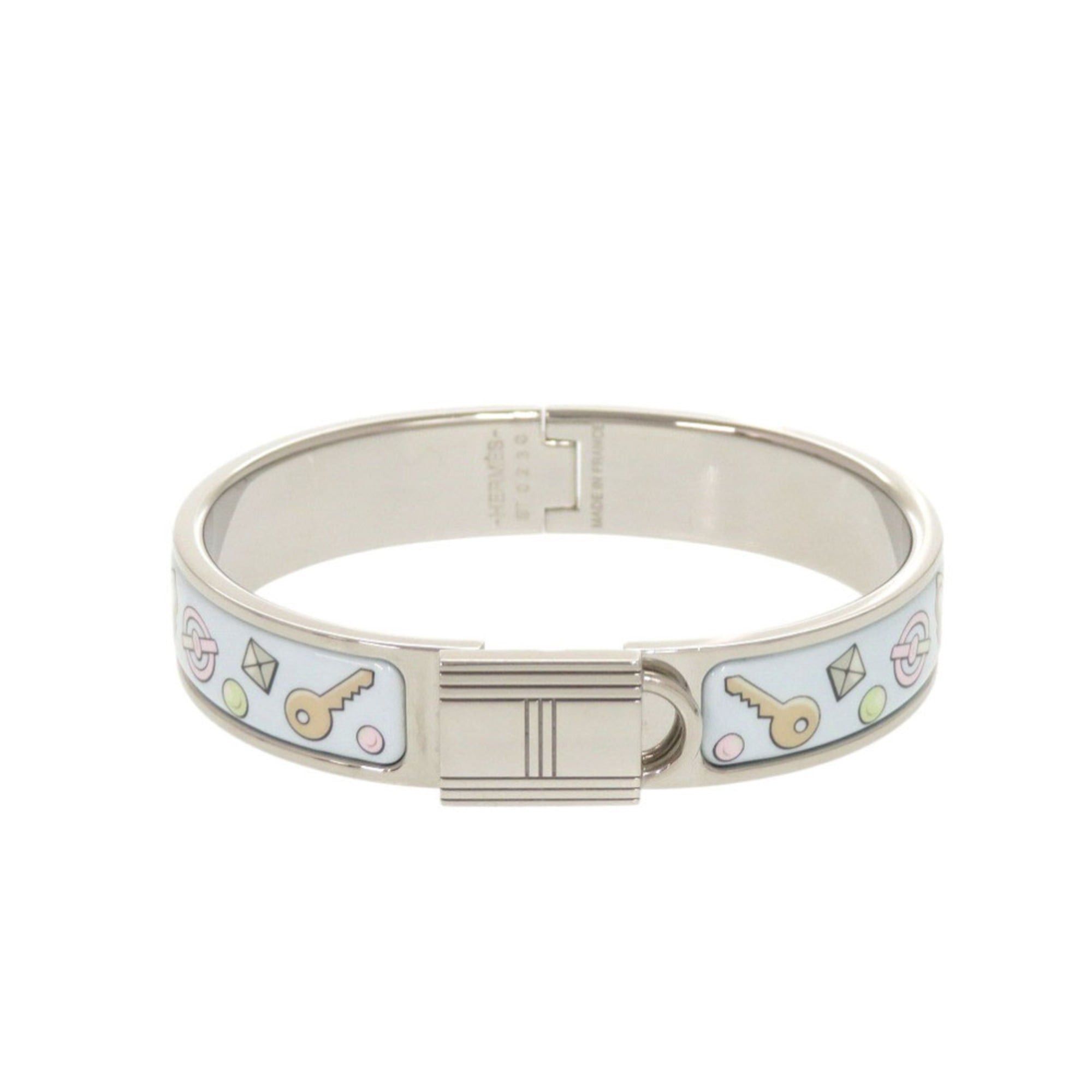 Hermes Excellent condition Hermes metal light blue silver bangle 1691HERMES Size ONE SIZE - 1 Thumbnail