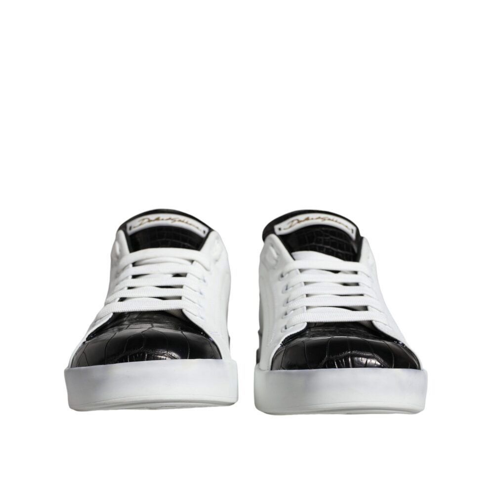 Dolce & Gabbana Dolce & Gabbana Black Leather Logo Portofino Sneaker Shoes Size US 7 / EU 40 - 2 Thumbnail