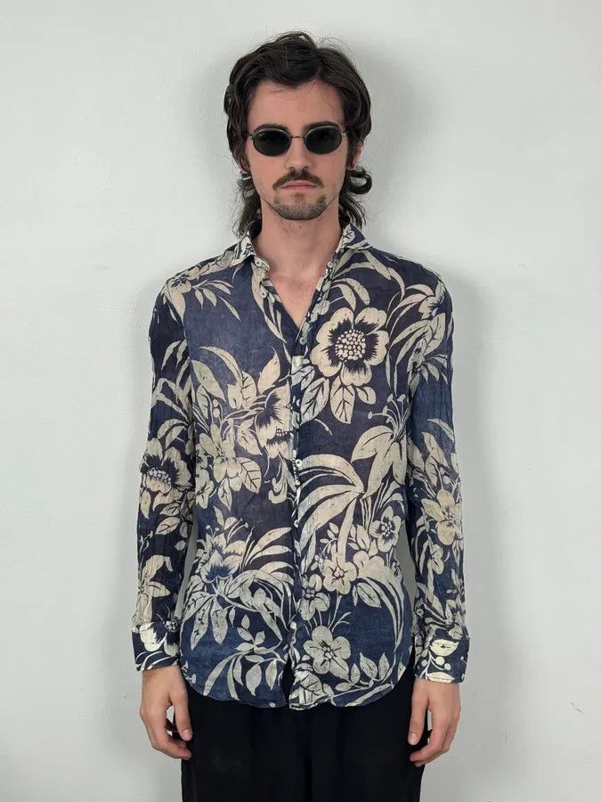 Dolce & Gabbana 2000s Dolce & Gabbana Navy Floral Exotic Shirt Size US S / EU 44-46 / 1 - 2 Thumbnail