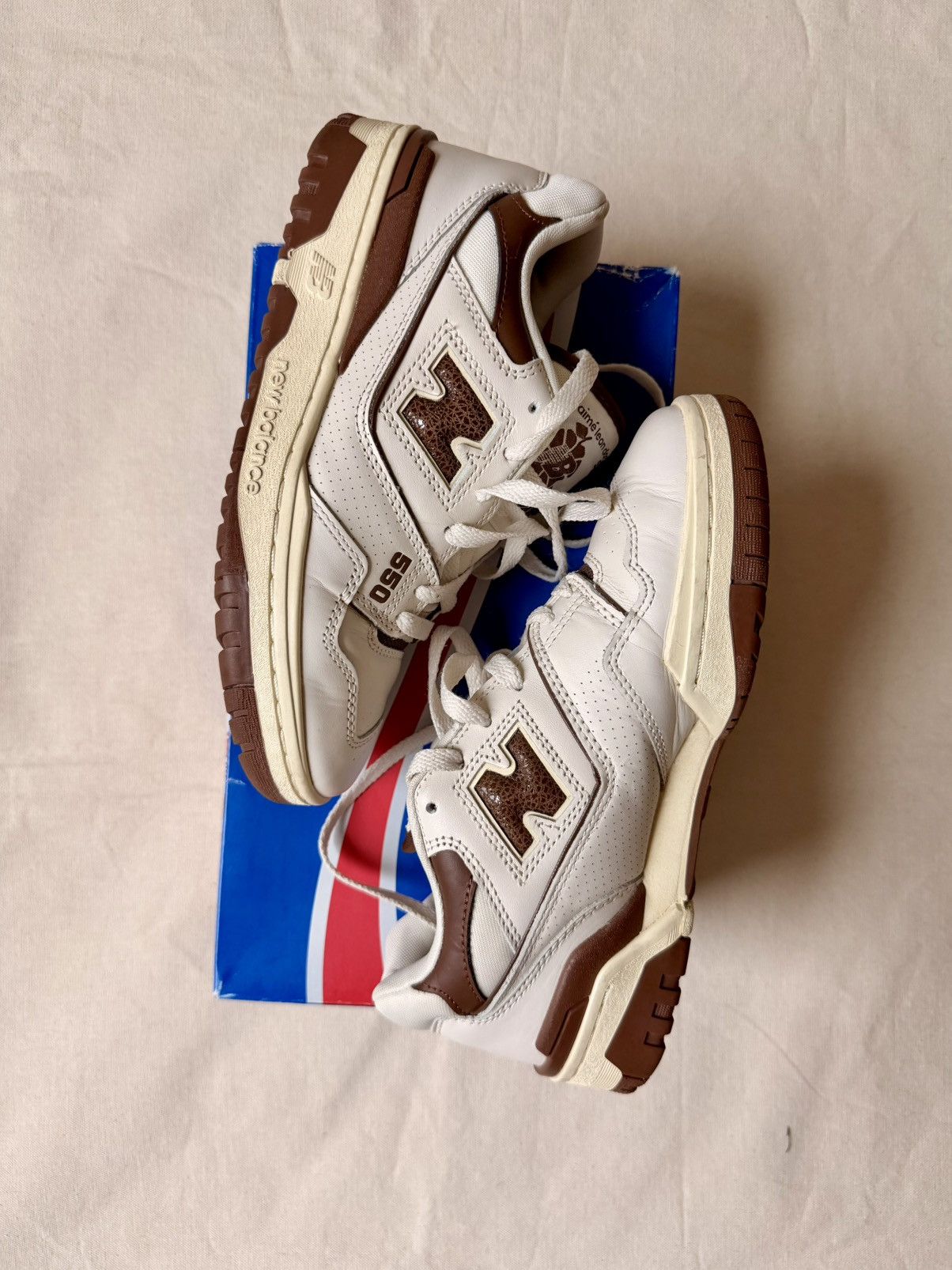 Aime Leon Dore × New Balance Aime Leon Dore x New Balance - White/Brown 550 - 6M Size US 6 / EU 39 - 1 Thumbnail