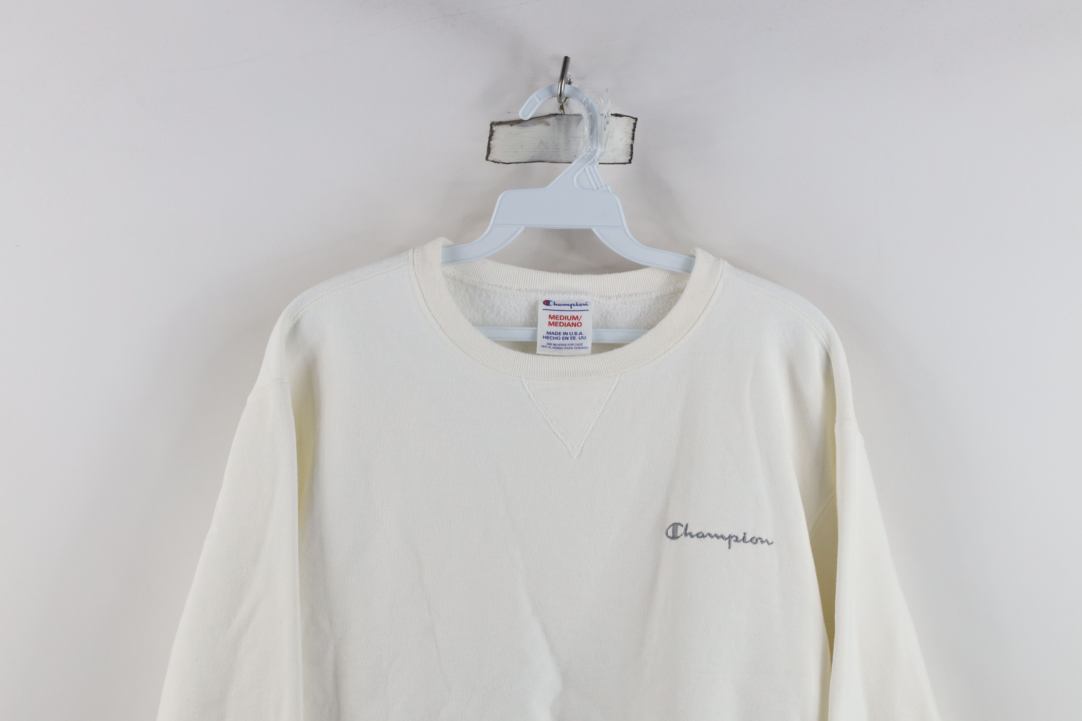 Champion Vintage 90s Champion Spell Out Crewneck Sweatshirt White USA Size US M / EU 48-50 / 2 - 2 Thumbnail