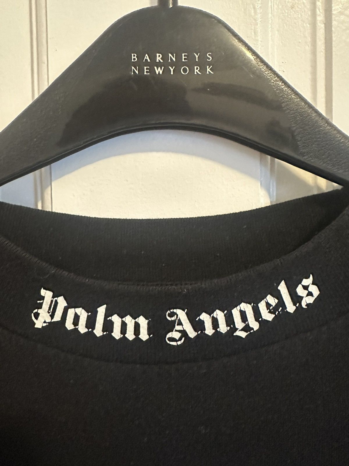 希少！【Palm Angels】Logo Classic T-Shirt Classic Logo Over Tee in BLACK WHITE for Men | Palm Angels®